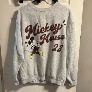 Disney Gray Sweatshirt with Mickey Mouse Graphic and Yellow Shoes